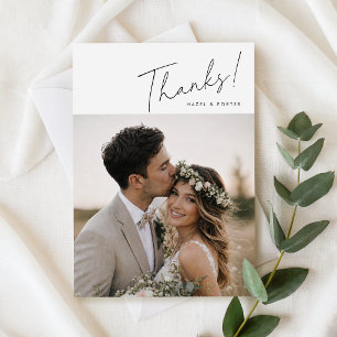Rustikale Handschrift-Foto-Hochzeit Dankeskarte