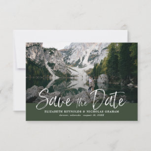 Rustikale Handschrift-Foto-Save-the-Date-Antwort RSVP Karte