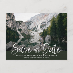 Rustikale Handschrift-Foto-Save-the-Date-Karte Postkarte