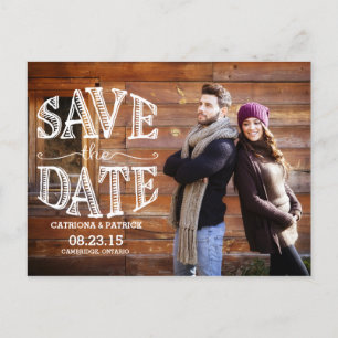 Rustikale Handschrift Save-the-Date-Postkarte Ankündigungspostkarte