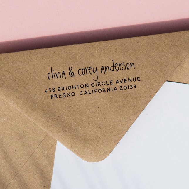 Rustikale Handschrift und moderne Rücksendeadresse Gummistempel (Rubber Stamp Mock-up)