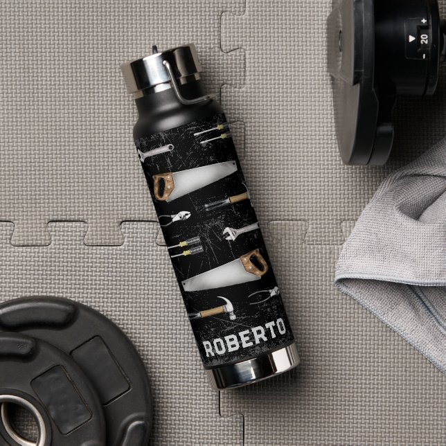Rustikale Handwerkerwerkzeuge  Trinkflasche (Fitnesstudio (gedreht))