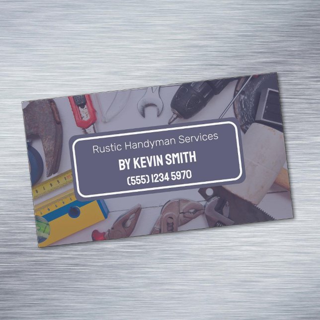 Rustikale Handyman Services Magnetische Visitenkarte (Rustic Handyman Services Business Card Magnets)