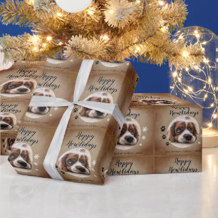 Rustikale Happy Howlidays Hunde-Foto Weihnachten F Geschenkpapier