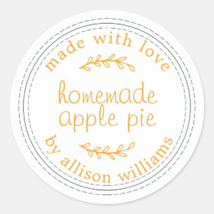 Rustikale hausgemachte Backwaren Apfelkuchen gelb Runder Aufkleber