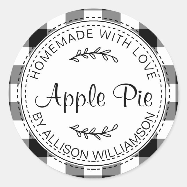 Rustikale, hausgemachte Backwaren Apple Pie Black  Runder Aufkleber (Vorderseite)