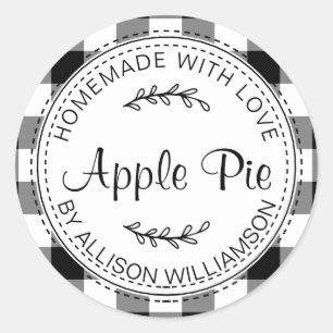 Rustikale, hausgemachte Backwaren Apple Pie Black  Runder Aufkleber
