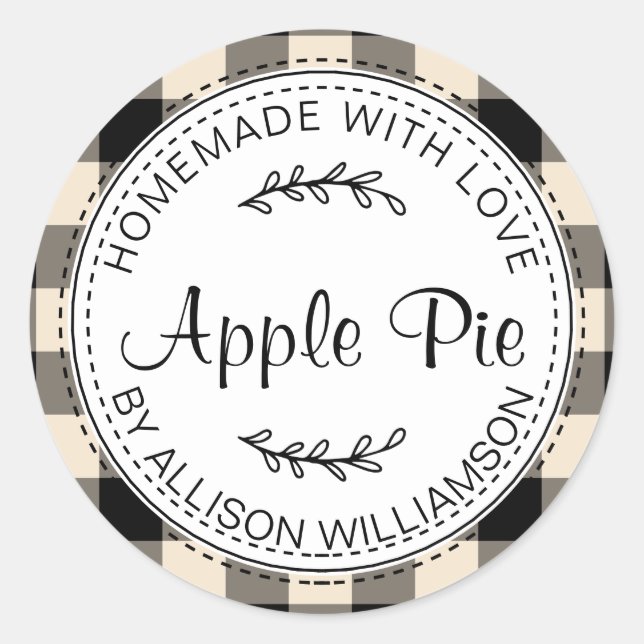 Rustikale, hausgemachte Backwaren Apple Pie Black  Runder Aufkleber (Vorderseite)