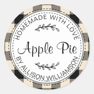 Rustikale, hausgemachte Backwaren Apple Pie Black Runder Aufkleber