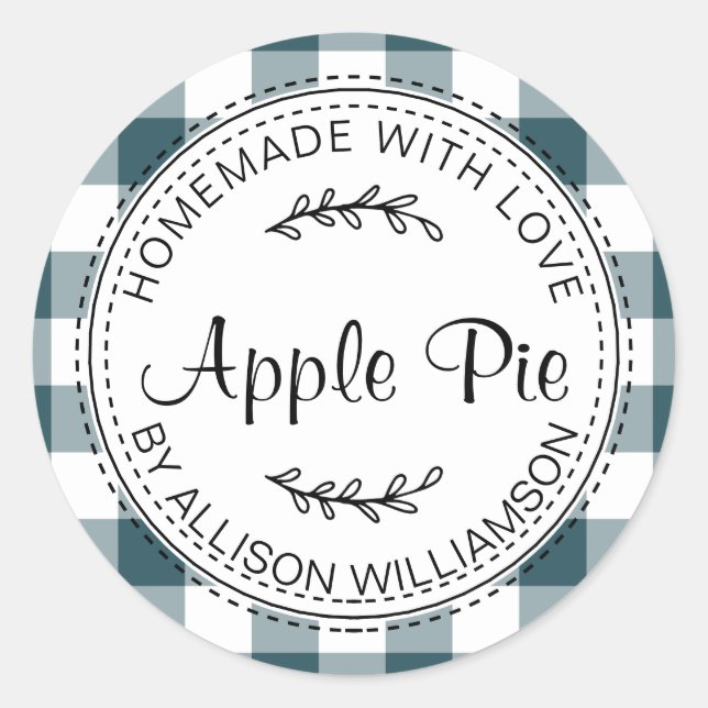 Rustikale, hausgemachte Backwaren Apple Pie Blue K Runder Aufkleber (Vorderseite)