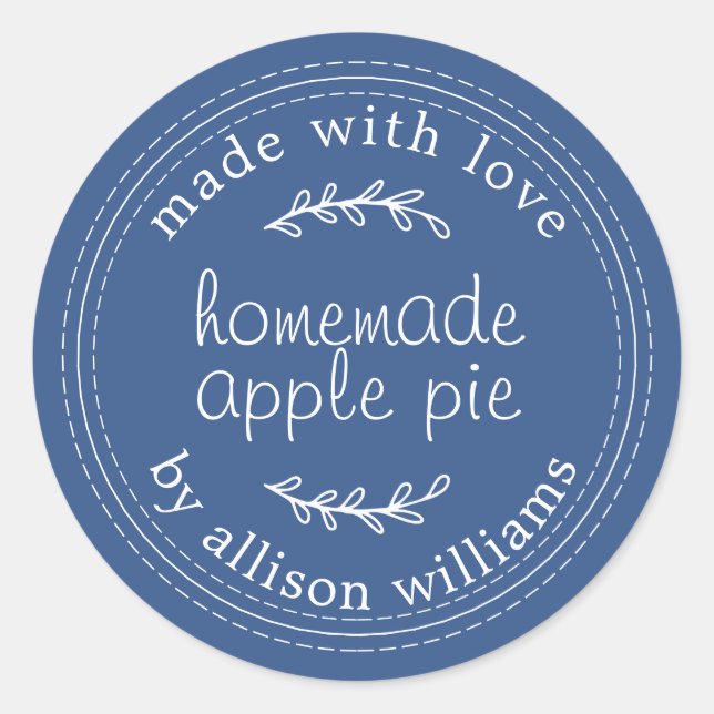 Rustikale, hausgemachte Backwaren Apple Pie Blue Runder Aufkleber (Vorderseite)
