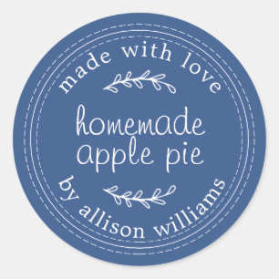 Rustikale, hausgemachte Backwaren Apple Pie Blue Runder Aufkleber