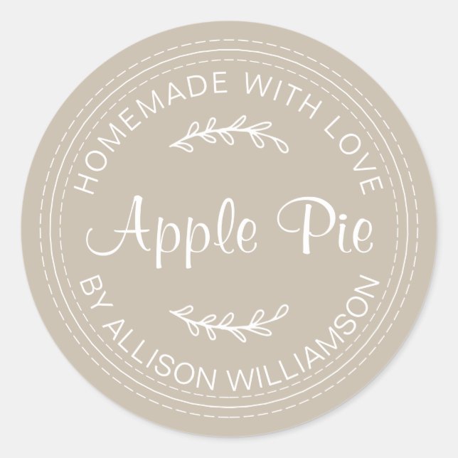 Rustikale, hausgemachte Backwaren Apple Pie Gray Runder Aufkleber (Vorderseite)