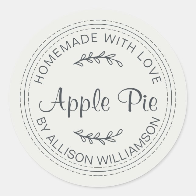 Rustikale, hausgemachte Backwaren Apple Pie Gray Runder Aufkleber (Vorderseite)