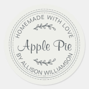 Rustikale, hausgemachte Backwaren Apple Pie Gray Runder Aufkleber