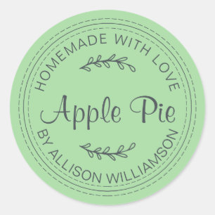 Rustikale, hausgemachte Backwaren Apple Pie Green Runder Aufkleber