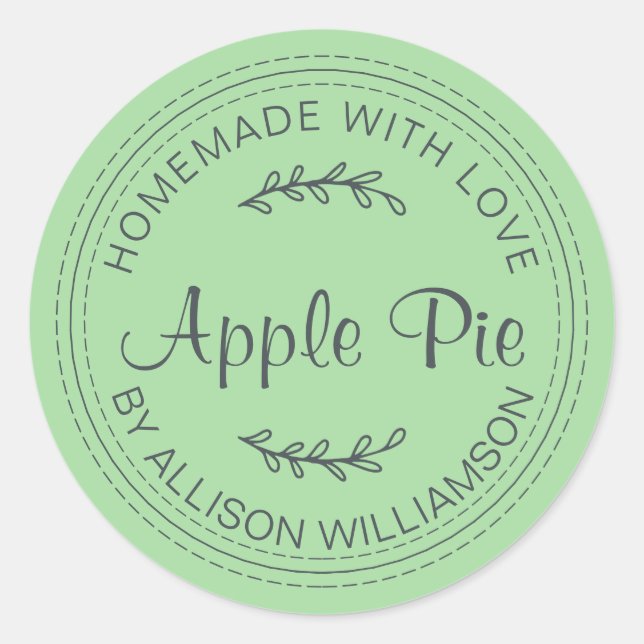 Rustikale, hausgemachte Backwaren Apple Pie Green Runder Aufkleber (Vorderseite)