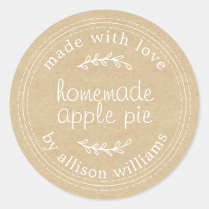 Rustikale, hausgemachte Backwaren Apple Pie Kraft  Runder Aufkleber