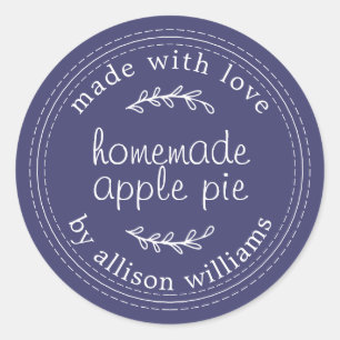 Rustikale, hausgemachte Backwaren Apple Pie Navy B Runder Aufkleber