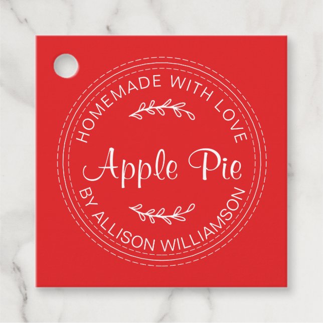 Rustikale, hausgemachte Backwaren Apple Pie Red Geschenkanhänger (Vorderseite)