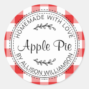 Rustikale hausgemachte Backwaren Apple Pie Red Kar Runder Aufkleber