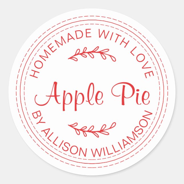 Rustikale, hausgemachte Backwaren Apple Pie Red Wh Runder Aufkleber (Vorderseite)