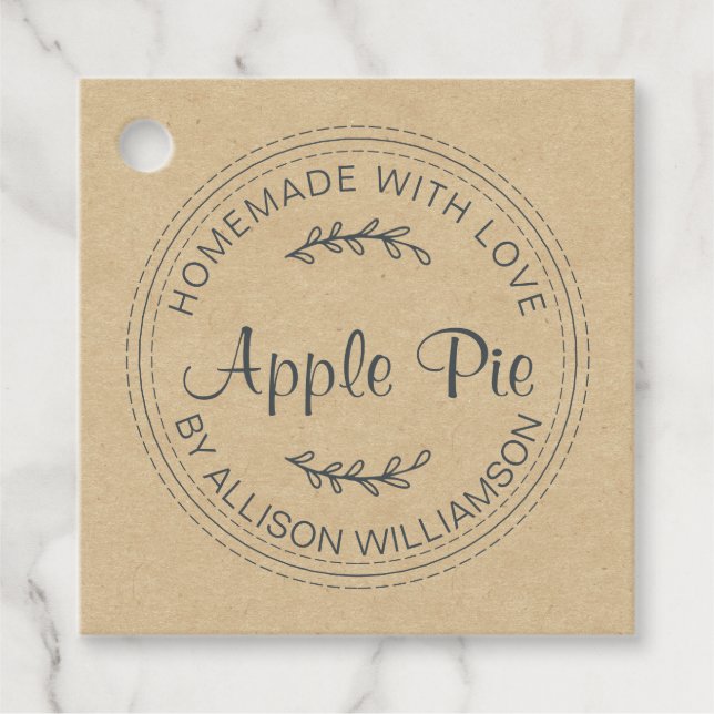 Rustikale, hausgemachte Backwaren Apple Pie Schwar Geschenkanhänger (Vorderseite)