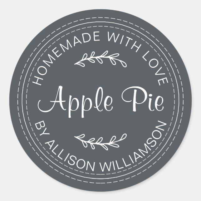 Rustikale, hausgemachte Backwaren Apple Pie Schwar Runder Aufkleber (Vorderseite)