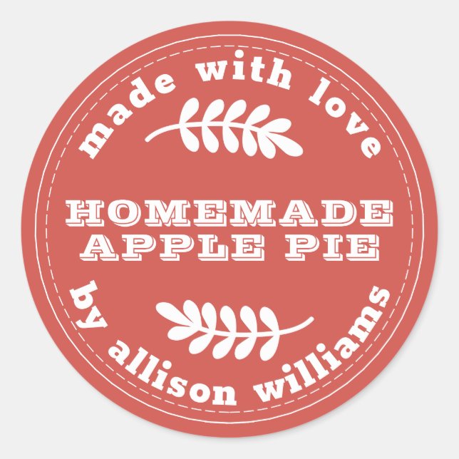 Rustikale, hausgemachte Backwaren Apple Pie Vintag Runder Aufkleber (Vorderseite)