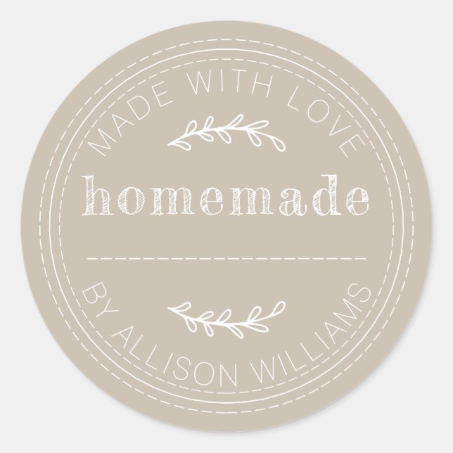 Rustikale hausgemachte Backwaren Jam Can Grau Runder Aufkleber (Vorderseite)