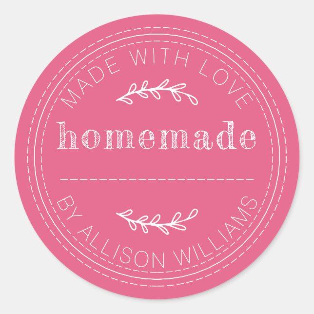 Rustikale, hausgemachte Backwaren Jam Can Hot Pink Runder Aufkleber (Vorderseite)