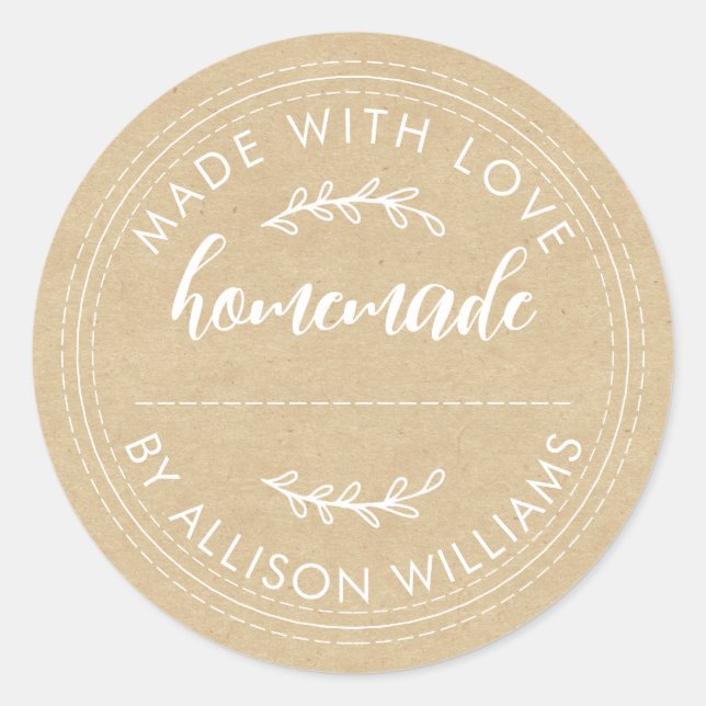 Rustikale, hausgemachte Backwaren Jam Can Kraft Runder Aufkleber (Vorderseite)