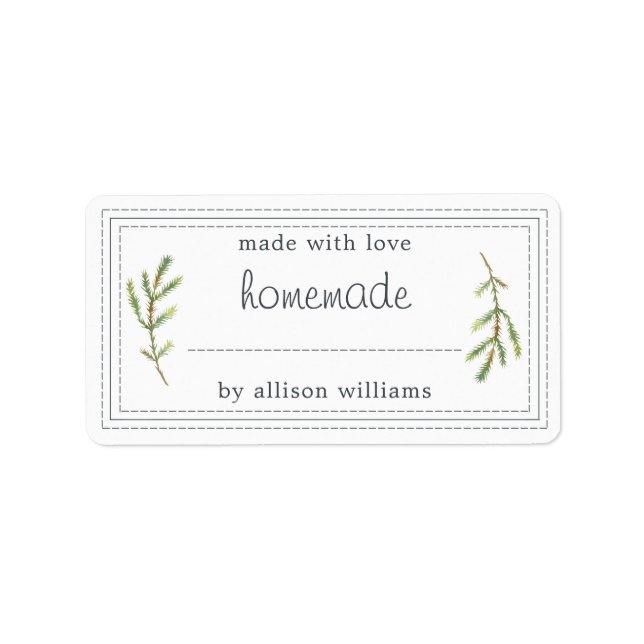 Rustikale hausgemachte Backwaren Jam Can Pine Spri Adressaufkleber (Vorne)