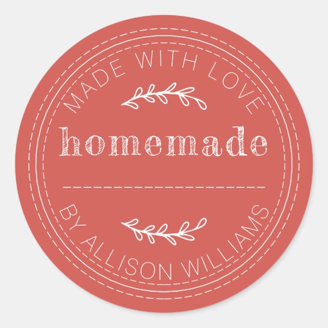 Rustikale hausgemachte Backwaren Jam Can Red Runder Aufkleber (Vorderseite)