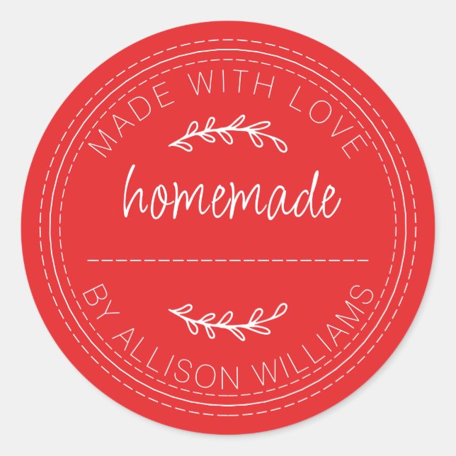 Rustikale, hausgemachte Backwaren Jam kann rot leu Runder Aufkleber (Vorderseite)