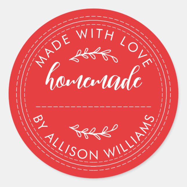 Rustikale, hausgemachte Backwaren Jam kann rot leu Runder Aufkleber (Vorderseite)