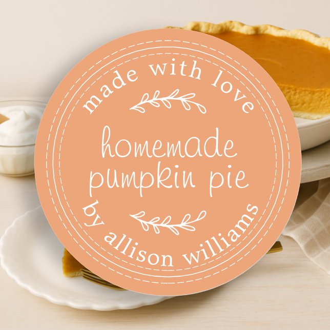 Rustikale, hausgemachte Backwaren Pumpkin Pie Oran Runder Aufkleber (Von Creator hochgeladen)