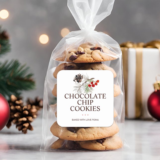 Rustikale, hausgemachte Backwaren Quadratischer Aufkleber (Rustic Homemade Baked Goods Square Sticker)