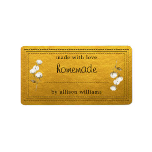 Rustikale, hausgemachte Baumwolle Sprig Gold Adressaufkleber