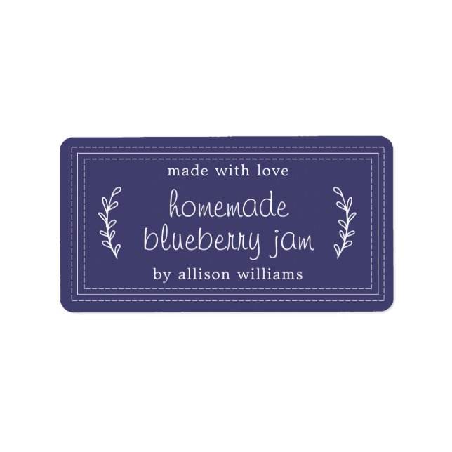 Rustikale hausgemachte Blaubeere Jam Canning Navy  Adressaufkleber (Vorne)