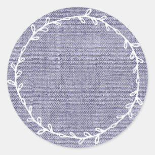 Rustikale, hausgemachte blaue Burlap schreiben auf Runder Aufkleber