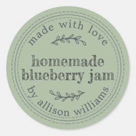 Rustikale hausgemachte Blueberry Jam Can Laurel Gr Runder Aufkleber