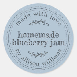 Rustikale hausgemachte Blueberry Jam Can Pastel Bl Runder Aufkleber