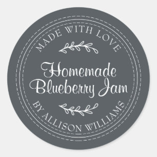 Rustikale hausgemachte Blueberry Jam Canning Black Runder Aufkleber