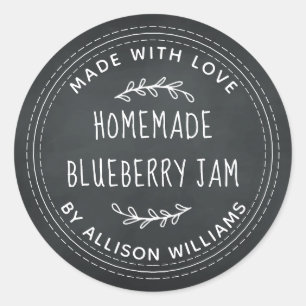 Rustikale hausgemachte Blueberry Jam Canning Chalk Runder Aufkleber