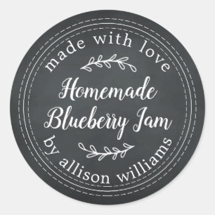 Rustikale hausgemachte Blueberry Jam Canning Chalk Runder Aufkleber
