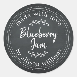 Rustikale hausgemachte Blueberry Jam Canning Chalk Runder Aufkleber