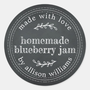 Rustikale hausgemachte Blueberry Jam Canning Chalk Runder Aufkleber