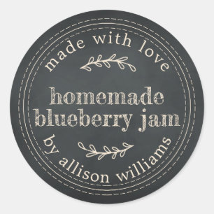Rustikale hausgemachte Blueberry Jam Canning Chalk Runder Aufkleber