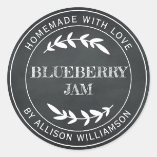 Rustikale hausgemachte Blueberry Jam Canning Chalk Runder Aufkleber
